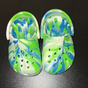 Baby crocs Green & Blue Tie Dye Glow in the Dark